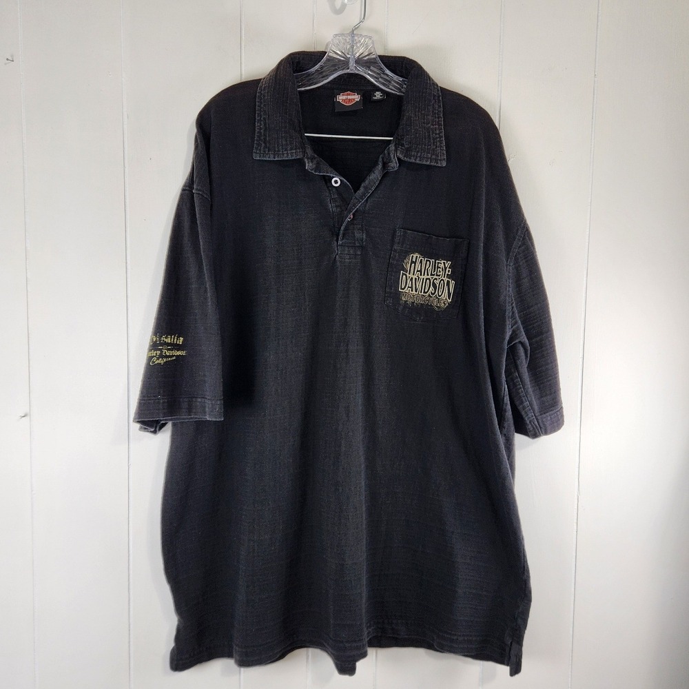 Harley Davidson Visalia California Polo Shirt Mens 3XL Black Cotton Short Sleeve